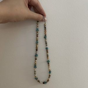 Vintage‎ Beaded Necklace Stones Women Jewelry Accessory Earthy Tones Natural